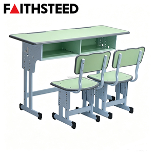 Wholesale Gray Double School <strong>Desk</strong> and Chair Set Adjustable Height Student Study Furniture for Educational Institutes - Product Image 4