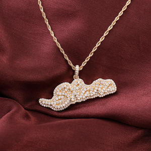 จี้ตัวอักษรโพรวองซ์แบบกำหนดเอง,สร้อยคอประดับเพชร18K สีเหลืองทองจี้ทรงฮิปฮอปหรูหราอุปกรณ์เสริมสำหรับปาร์ตี้ - Product Image 5