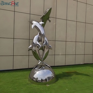 Escultura de Estatua Personalizada de Delfín Hueco Abstracto Moderno en Acero Inoxidable 304 316 para Espacios Públicos Grandes al Aire Libre en Venta - Product Image 6