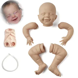 Kit Boneka Reborn Tidak Dicat Silikon Lucu Reborn Bayi Boneka Cetakan Set (Kepala, Anggota Badan Penuh, Badan Kain) DIY Bayi Anda Sendiri Dol