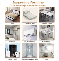 Maison conteneur mobile de 20 pieds montée sur remorque, café mobile avec escalier, unité commerciale préfabriquée pour restauration rapide, magasin en plein air