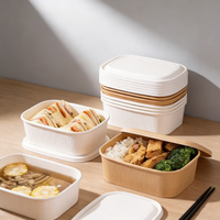 Bol carré jetable personnalisé en papier kraft épaissi de 24 oz pour camping, fruits, bento et salades