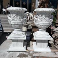 Patung Bunga Ukiran Dekorasi Taman Kota Rumah Luar Ruangan, Pot Bunga Batu, Vas Marmer, Pot Bunga Marmer
