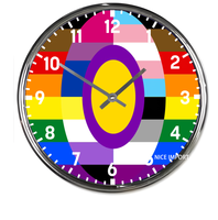 Horloge murale ronde arc-en-ciel LGBTQIA, horloge silencieuse classique sans tic-tac, fonctionnant à piles, pour bureau, maison, salon