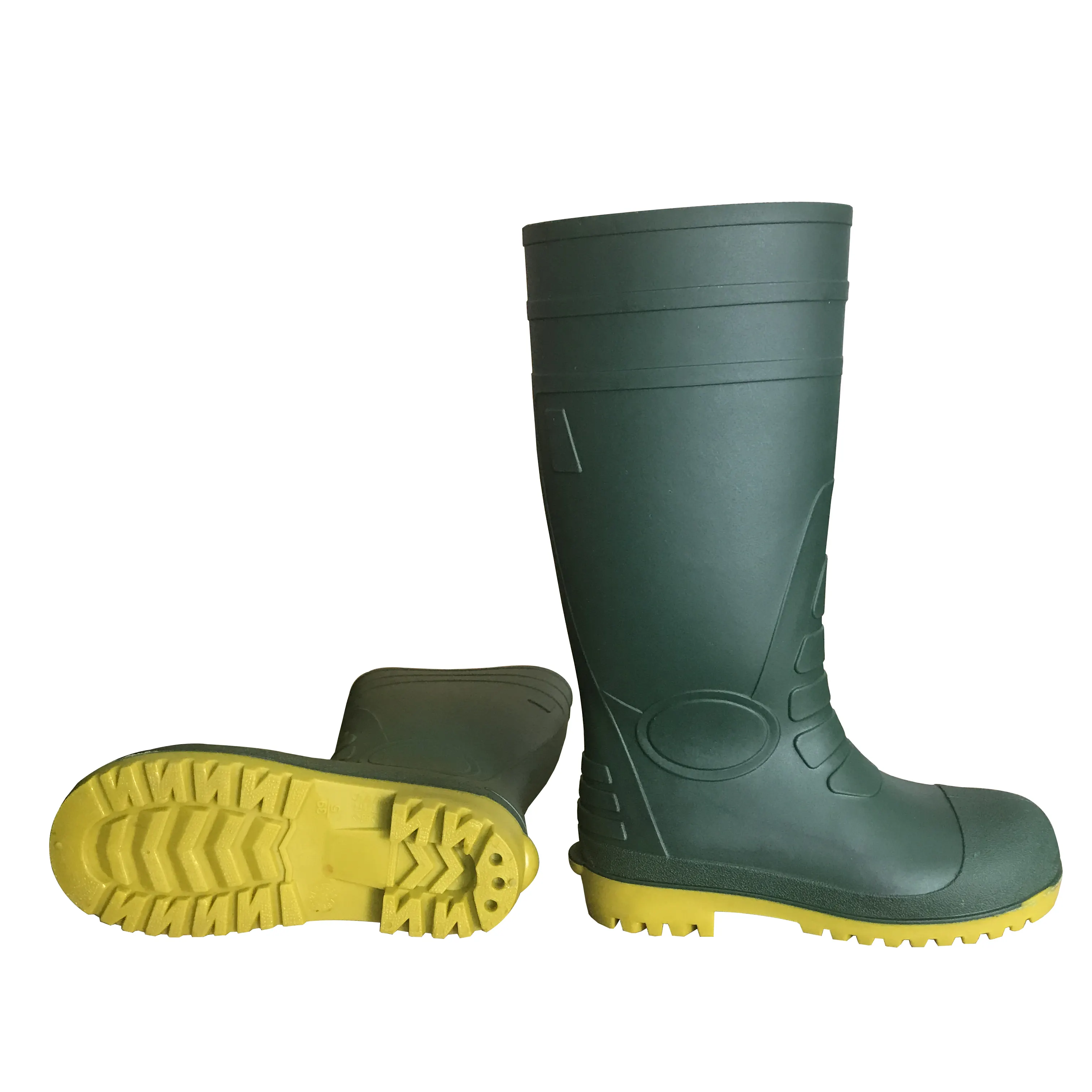 High quality low price waterproof men work PVC safety gumboots rain boots with steel toe