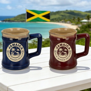 Juego de Tazas de <span class=keywords><strong>Café</strong></span> de Cerámica con Diseño Personalizado de la Isla de <span class=keywords><strong>Jamaica</strong></span>, Esmaltado Reactivo, Taza de Porcelana Grande y Alta, Recuerdo - Product Image 1