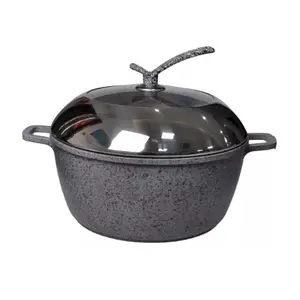 Pot de 40cm 44 cm, revêtement granit en aluminium moulé sous pression, casserole en fonte