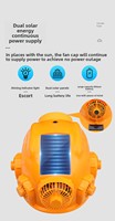 Casque de sécurité d'éclairage à double ventilateur, chapeau de ventilateur solaire, casque de sécurité anti-écrasement