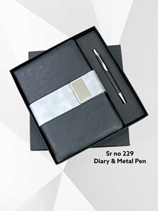 Agenda exécutif A5 en PU avec stylo à bille métallique, 100 feuilles, couverture rigide imprimée UV, journal pour la planification au bureau, les réunions d'affaires et les cadeaux - Product Image 2