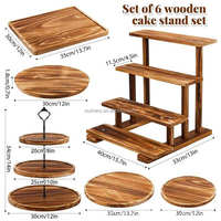 Soporte de Madera para Pasteles, Torre de Postres de Madera, Bandeja para Postres, Soporte para Cupcakes, Soporte de Tres Niveles para Servir Cupcakes Estilo Rústico