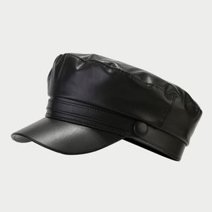 PU Leather Beret <b>Hat</b> <b>for</b> Women High Quality Flat Top Art Retro Painter Style Simple Design <b>for</b> Beach Sports Party - Product Image 3