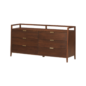 Commode en bois de style Mid-Century Modern avec 6 tiroirs, longue armoire de rangement pour chambre à coucher, salon, meubles de maison - Product Image 4