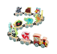Train en bois avec animaux marins pour enfants, cadeau d'anniversaire, cadeau de Noël, jeu pour enfants d'âge préscolaire