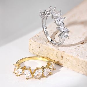 Dylam Stylish <b>Dainty</b> Women S925 Silver Rhodium 18K Gold Plated Multiple Mixed Cut Geometric 5A Cubic Zirconia Jewelry <b>Rings</b> - Product Image 5