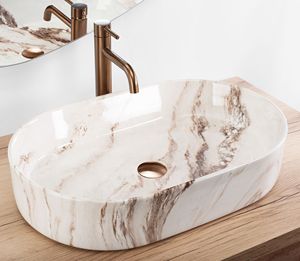 Canton Fair Cerámica Único Arte Negro Moderno cuadrado Mármol Lavabo Fregadero Encimera Baño Lavabo - Product Image 3