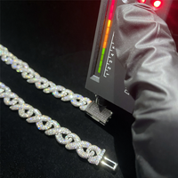 Collier en argent sterling plaqué or rose avec fermoir en forme de boîte classique glacée, chaîne à maillons cubains en moissanite, bijoux hip hop pour hommes, 925