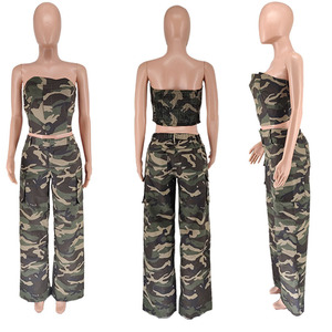 Nuevo Conjunto de Moda Otoñal de 2 Piezas para Mujer, Pantalones con Bolsillo en el Pecho, Estilo Casual, Camuflaje - Product Image 2