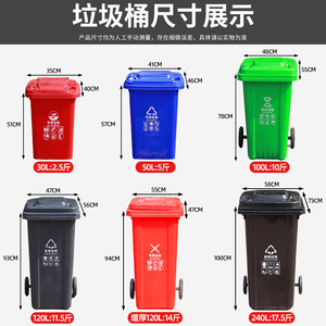 Contenedores de Basura de Plástico con Ruedas de 30L, 50L, 100L, 120L, 240L, 260L para Clasificación de Residuos, Uso Interior y Exterior - Product Image 3
