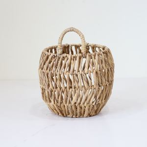 Panier de rangement rond en jacinthe d'eau avec 2 poignées Design agréable pour l'organisation de la maison Style décor à la maison - Product Image 1