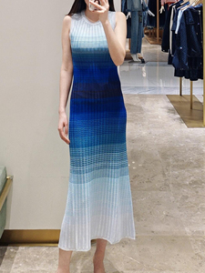 <span class=keywords><strong>Vestido</strong></span> Largo Sin Mangas con Cuello Redondo en Degradado <span class=keywords><strong>Azul</strong></span> Francés, Elegante, de Primavera Temprana, Nueva Colección Ramadán 2026, Siete Colores - Product Image 2