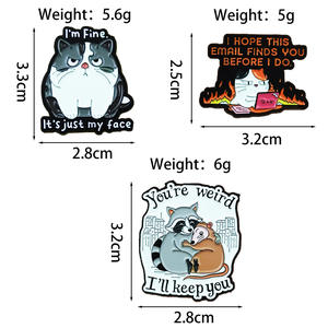 Broche créative en forme d'animaux de dessin animé (<span class=keywords><strong>chat</strong></span> et raton d'Inde), amusante et personnalisée avec des phrases en anglais, accessoire de mode en stock - Product Image 4