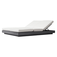 Chaise longue de jardin en aluminium, inclinable, imperméable, pliable, design moderne, durable, avec coussins, portable, pour hôtel, piscine, villa