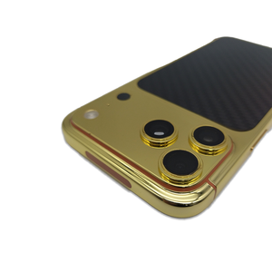 Популярный в Дубае позолоченный роскошный корпус для iPhone с золотой рамкой и опциональным карбоновым покрытием - Product Image 3