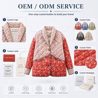 Manteau d'hiver pour femme, coupe-vent, épais, imprimé floral, tissé, matelassé, en polyester, avec logo, manches longues, fermeture à boutons