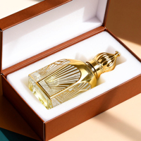 Vente en gros de flacons d'huile essentielle en verre de haute qualité de 15 ml en métal doré avec un design arabe Atar, flacons de parfum