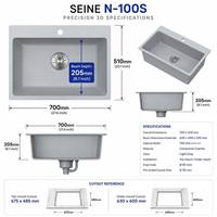Évier de cuisine en granit, moderne, à cuve unique, rectangulaire, installation sur comptoir, facile à nettoyer, vente en gros directe usine