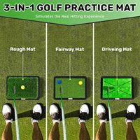 Tapis d'entraînement de golf 3-en-1 remplaçable 40x30cm, base en caoutchouc vert mini, accessoire EVA pour aide à l'entraînement de frappe et de putting sur le driving range