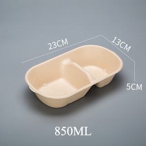 850ml 이중 셀 식품 등급 일회용 생분해 재활용 소재 종이 상자 샐러드 그릇 크라프트 종이 트레이 친환경 스시 용기 - Product Image 2