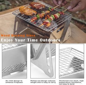 <span class=keywords><strong>Mini</strong></span> barbecue portable au charbon de bois avec sac de rangement, idéal pour le camping, la cuisine en plein air, la randonnée et les pique-niques - Product Image 4