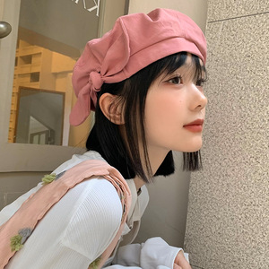 Vente en gros de béret avec nœud papillon Chapeau en coton à la mode pour femme Chapeau Paris français pour femme Sombrero Boina Retro Gorra Boina - Product Image 2