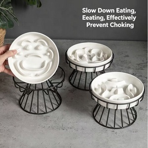 NZMAN Venta al por mayor Comedero automático 2 en 1 ecológico de hierro y cerámica para mascotas, para comida, snacks y latas, con diseño anticervical y lento, para gatos y perros - Product Image 4