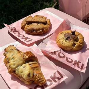 Factory Disposable Grease Proof Glassine Waxed Bags Fried Chicken Cookie <strong>Popcorn</strong> Packaging Food Safe Paper Bag Pink - Product Image 1