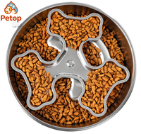 Bol de nourrissage lent portable en acier inoxydable Petop Factory, design os, rotatif, anti-étouffement, antidérapant, pour chien