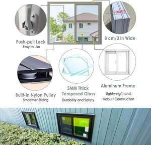 Ventanas Corredizas de PVC de Doble Vidrio con Diseño Moderno, Marco de Plástico, Horizontal, Tipo Persiana, Plegable, Aislamiento Térmico - Product Image 1