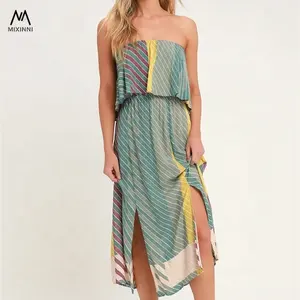 MXN L831 – robe sans bretelles à rayures pour femmes, robe de plage décontractée et élégante, à la mode, robe de soirée de luxe, 2022