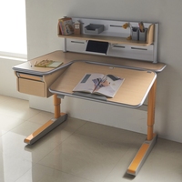 Bureau d'étude ergonomique moderne réglable en hauteur en bois et acier avec étagère pour chambre à coucher, adapté aux enfants de 0 à 18 ans