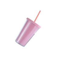 Venta al por mayor vendedor superior personalizado superventas 16oz vaso de plástico de doble pared taza de viaje tazas de café con pajita y tapa