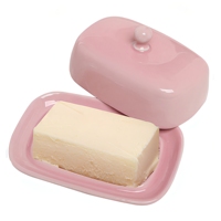 Beurrier en céramique rose écologique de conception européenne avec couvercle, idéal pour les fêtes – Offre promotionnelle