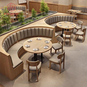 Conjunto de Mesa y Sillas Curvas Minimalistas de Madera Maciza con Tapicería de Cuero <span class=keywords><strong>para</strong></span> Cafetería, Hotel, <span class=keywords><strong>Muebles</strong></span> Comerciales - Product Image 1