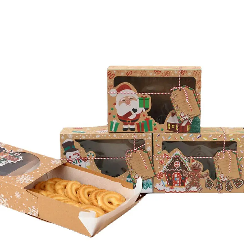 Scatola di imballaggio per biscotti della fortuna stampata su misura eco-friendly pieghevole grande esposizione artigianale biscotti da forno scatola di carta con finestra