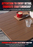 Ensemble de table à manger industrielle moderne avec chaises à accoudoirs, structure en fer, plateau en bois, usage commercial, meubles d'extérieur/d'intérieur, résistant à l'eau
