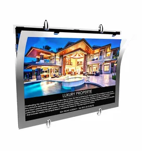 Advertising Slim Acrylic Magnetic Led Light Box Cable Hanging Bright Edge A3 Size Real Estate Window Display Light Box