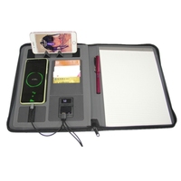 Banco de energía de carga inalámbrica para a4, portafolio con cremallera, carpeta personalizada de cuero suave, bolsa para ordenador portátil de negocios, portafolio de negocios para hombre