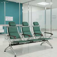 Chaises modernes et durables à 3 places en acier pour système de perfusion IV en milieu hospitalier, grande capacité, avec rails de rangement, pour usage scolaire, écologiques