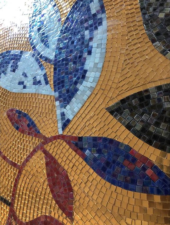 Glass Mosaic Tiles Leaf Pattern Picture Wall Panels for Interior ...