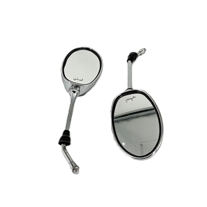 Espelhos Universais Cromados de Plástico ABS para Motocicletas, Retro, Modificados, Ovais, Lente HD Anti-Ofuscante de Ângulo Largo - Product Image 1